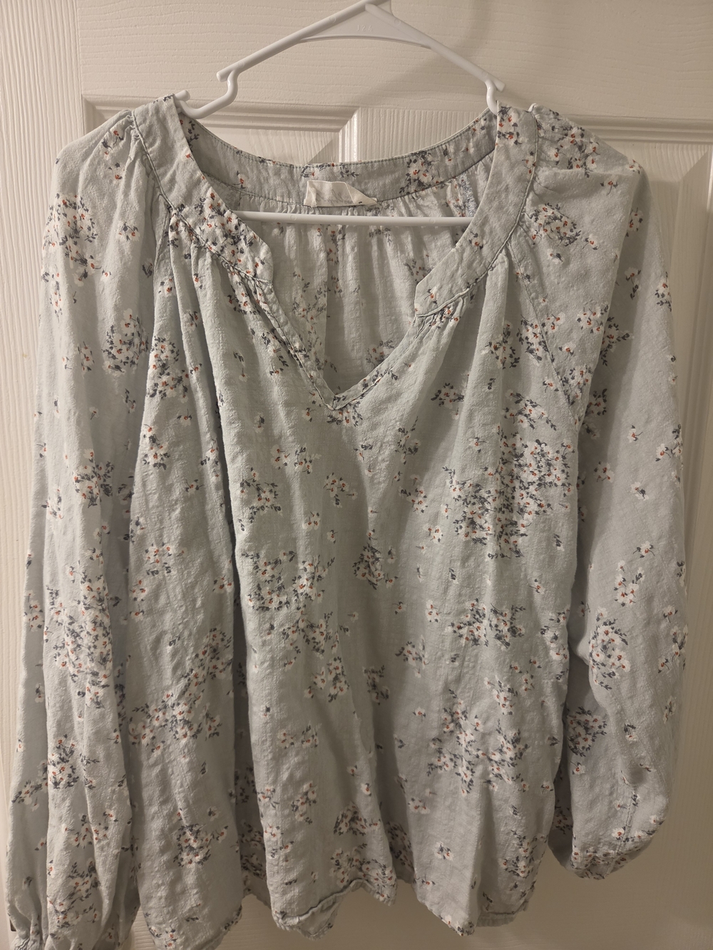 Carly Jean Los Angeles Sage Green Floral V-Neck Blouse